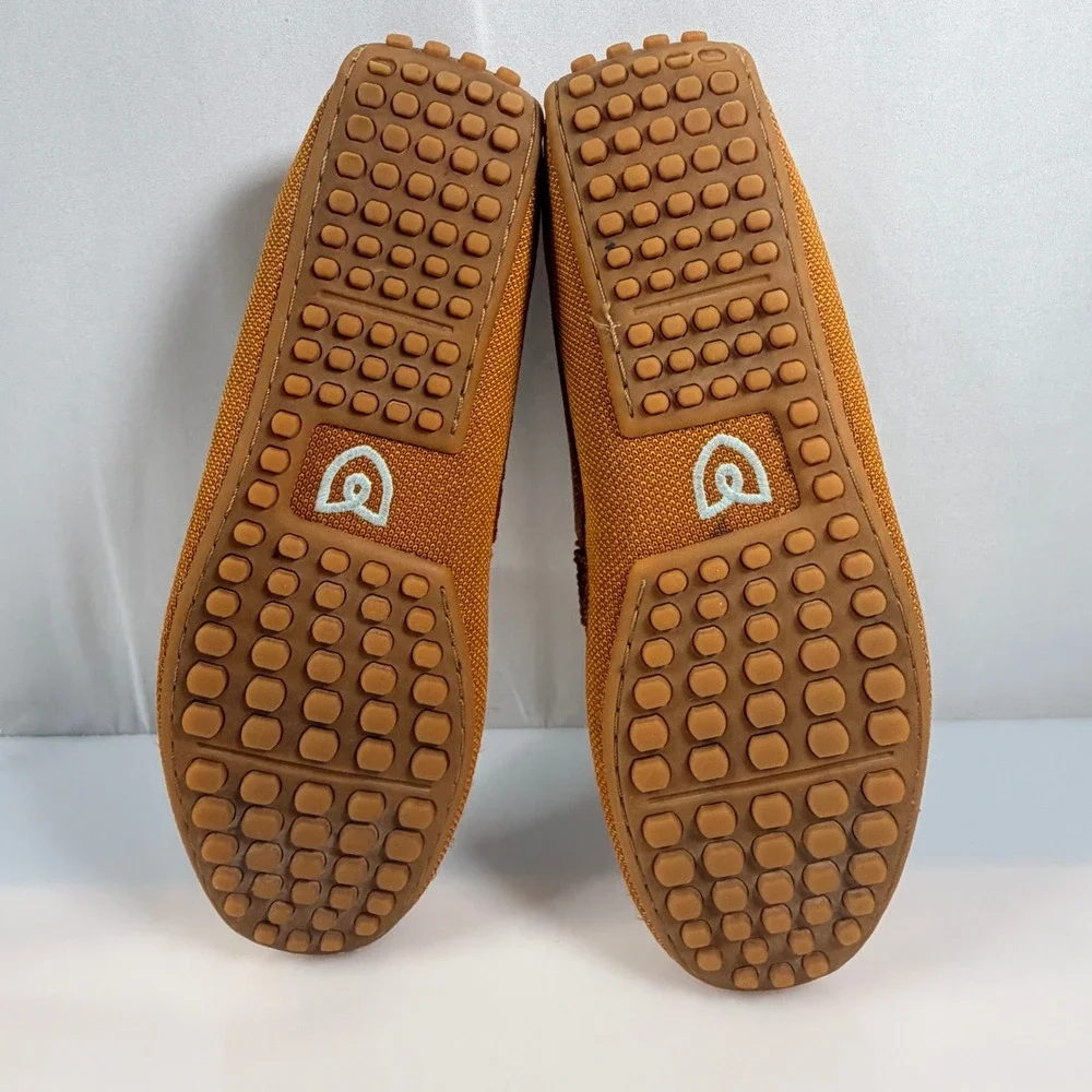 Rothy's The Driver Loafers Women's 9.5 Cognac Brown Knit Driving Shoes Flats